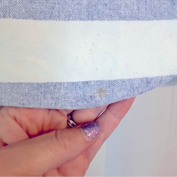 Merona Lined Chambray Blue and White Stripe Cotton Button Blazer Size 10 - Picture 8 of 11